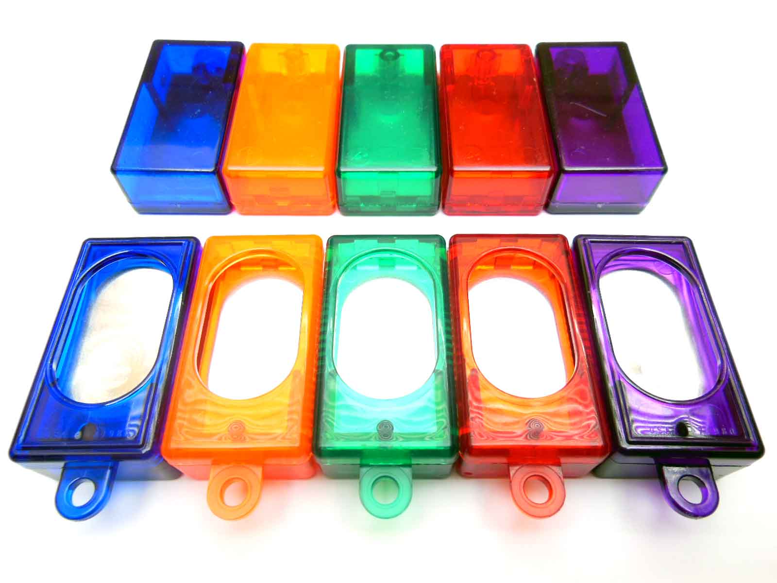 CLICKERBOX KASTENCLICKER TRANSPARENT FARBEN MIT ÖSE UND ROSTFREIER EDELSTAHLZUNGE